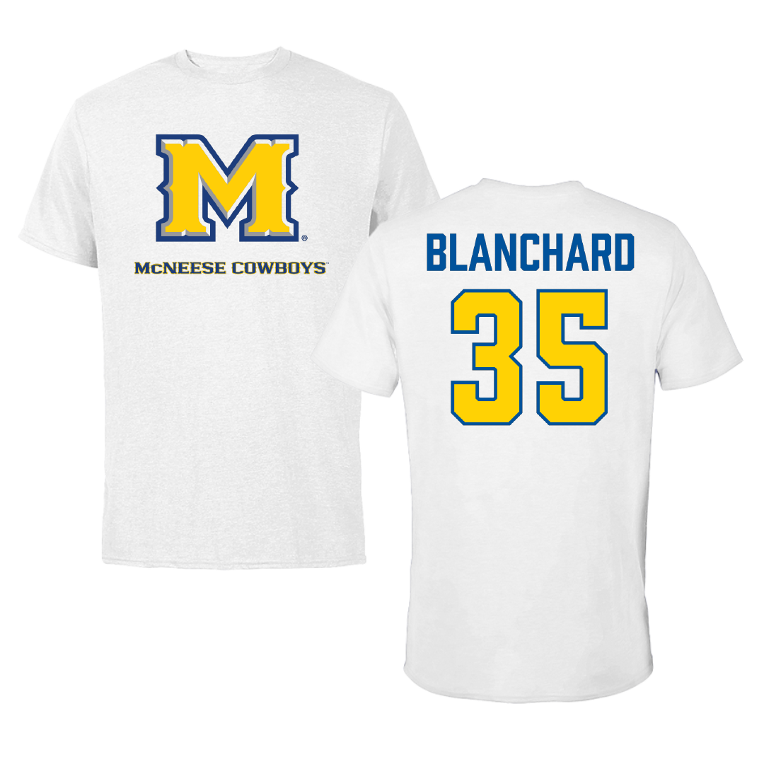 McNeese State University Baseball White Tee - #35 Garett Blanchard