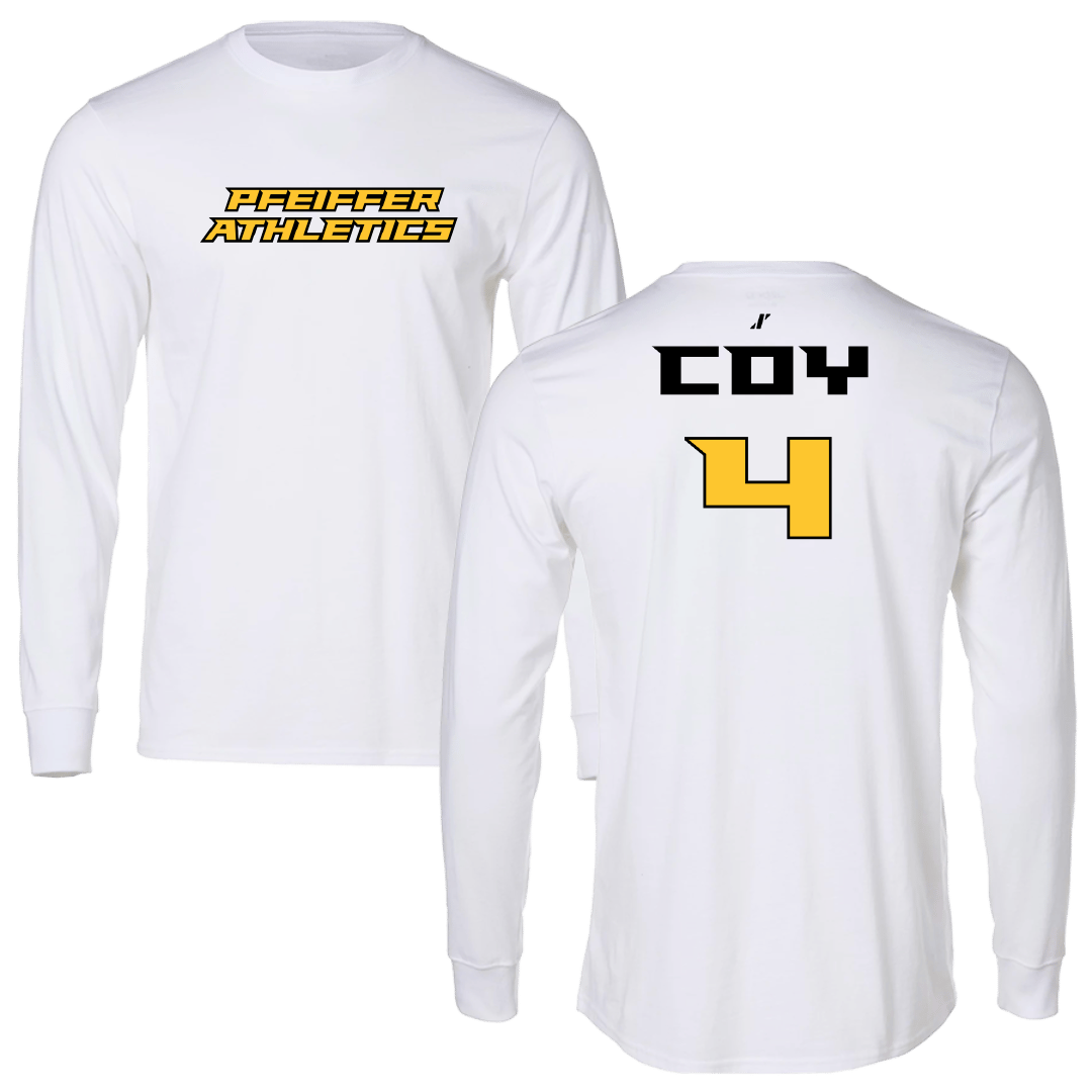 Pfeiffer University Baseball White Performance Long Sleeve - #4 Conner Coy