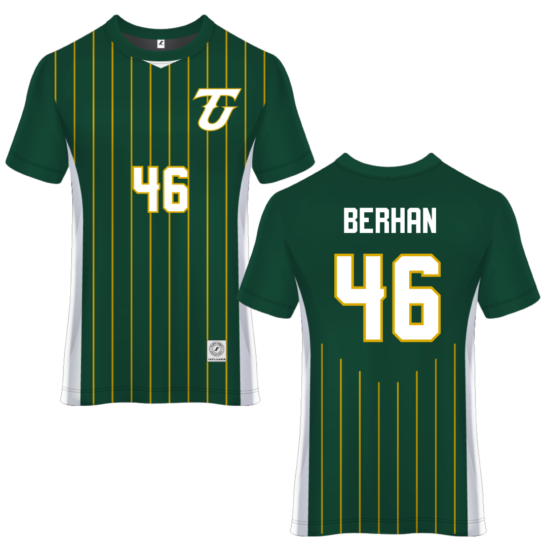 Tiffin University Green Pinstripe Soccer Jersey - #46 Baakal Berhan