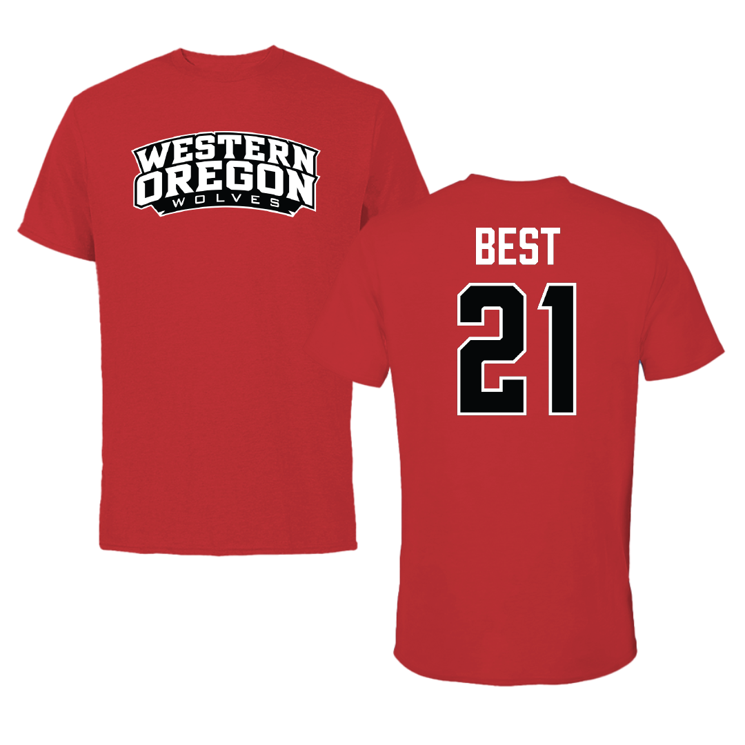 Western Oregon University Basketball (M) Red Performance Tee - #21 Ty Best