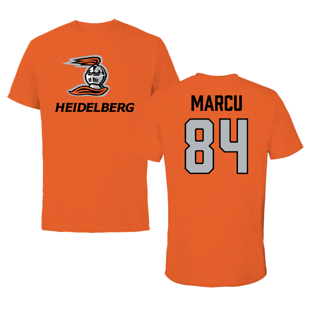 Heidelberg University Football Orange Performance Tee - #84 Pat Marcu