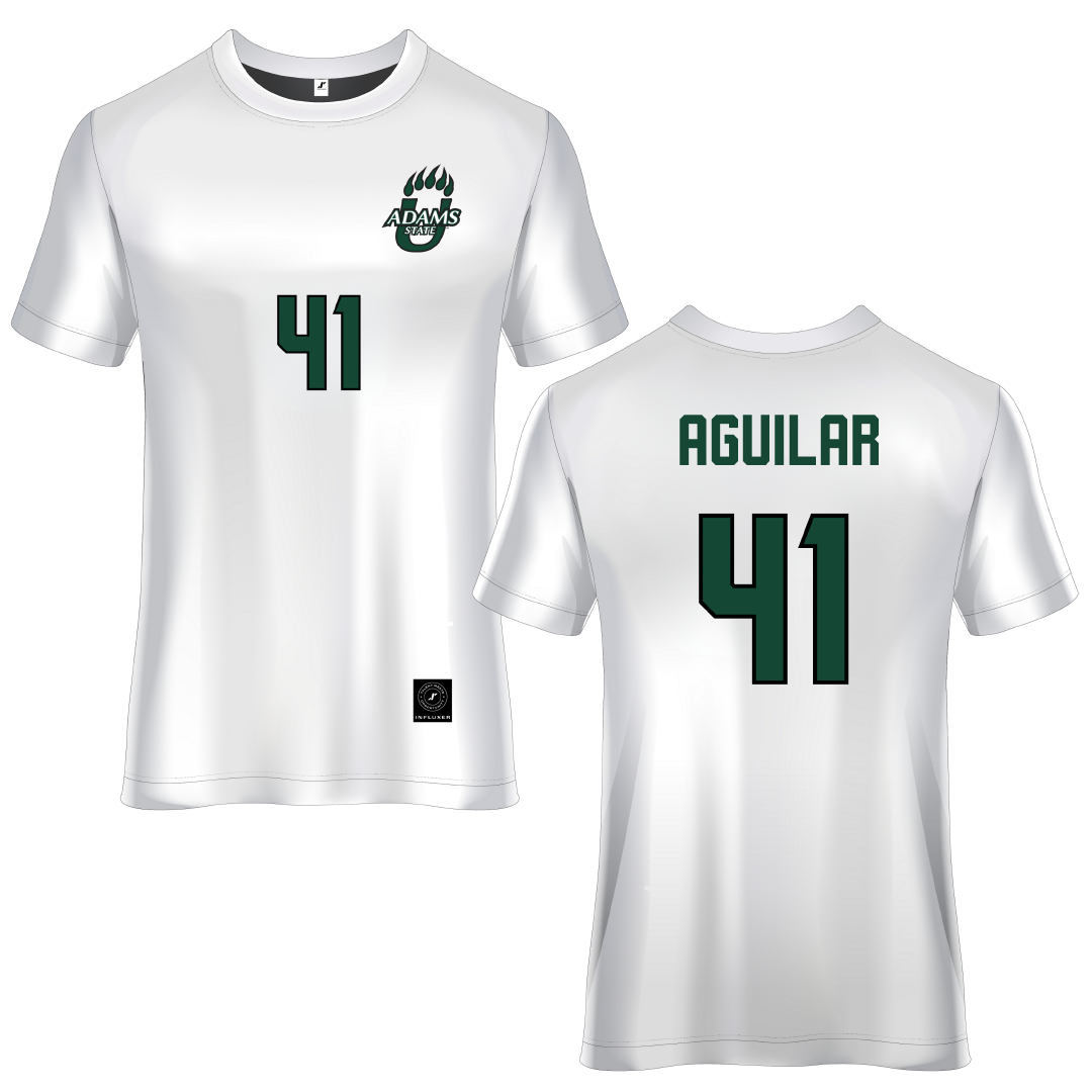 Adams State University White Soccer Jersey - #41 Dominic Aguilar