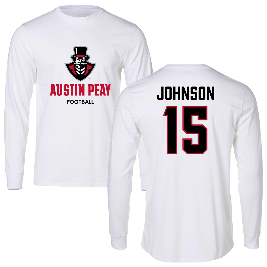 Austin Peay State University Football White Long Sleeve - #15 Jake Johnson