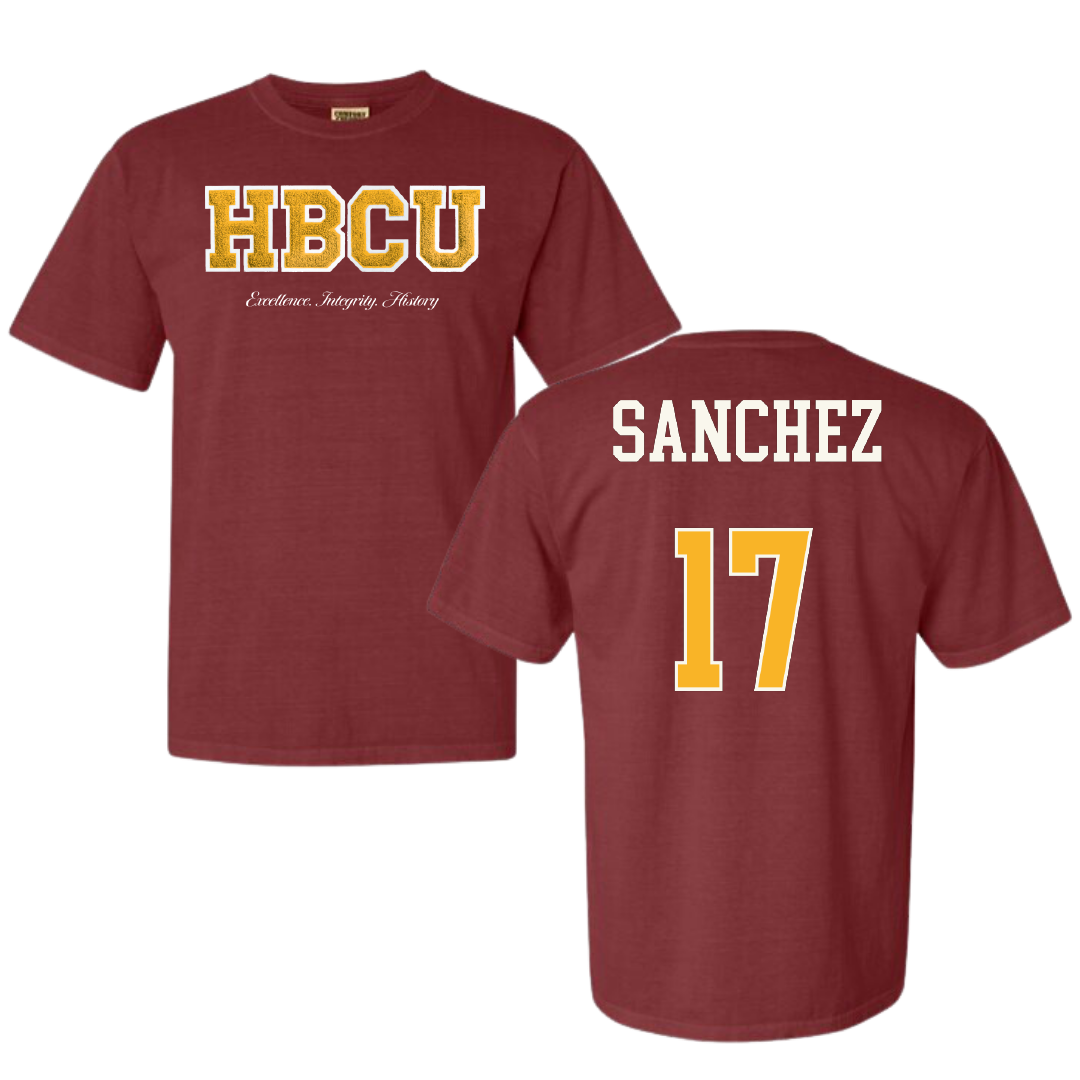 Bethune-Cookman University Baseball Maroon HBCU Varsity Comfort Colors Tee - #17 Edwin Sanchez