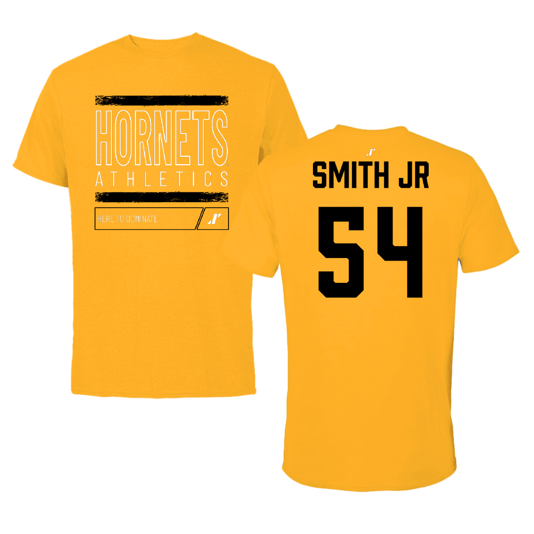 Alabama State University Football Gold Dominate Tee - #54 Patrick Smith Jr