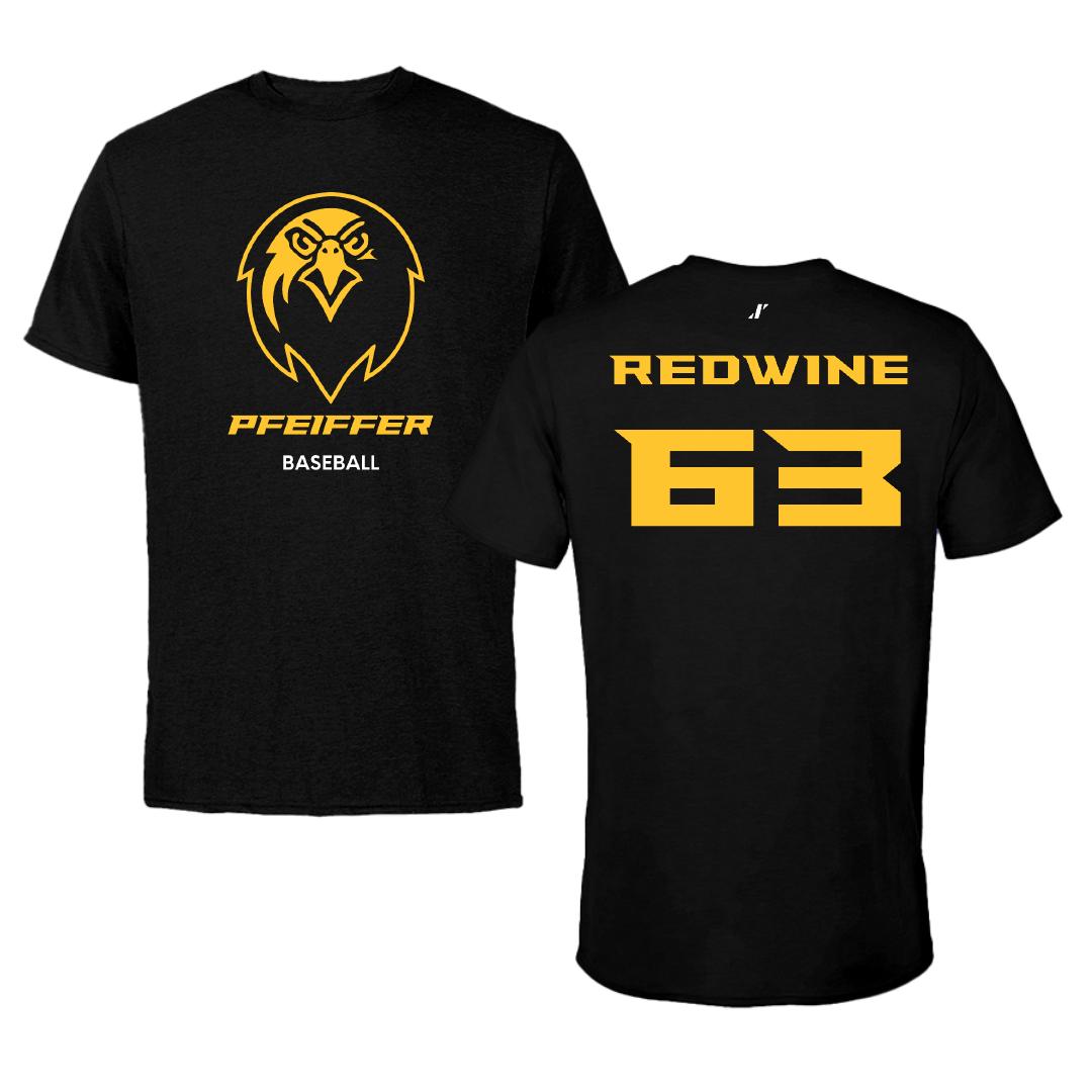 Pfeiffer University Baseball Black Performance Tee - #63 Brayden Redwine