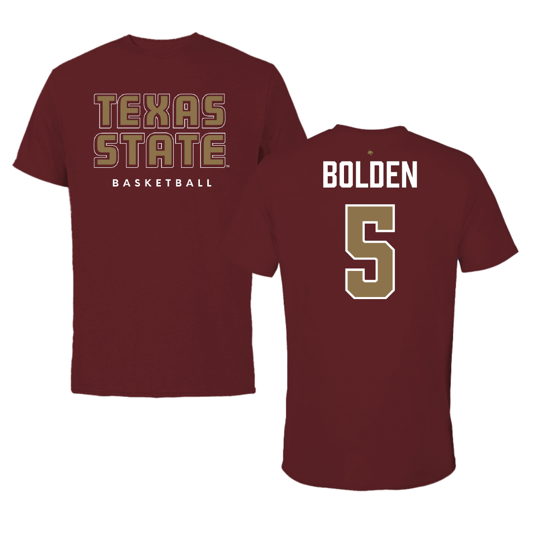 Texas State University Basketball Maroon Performance Tee - #5 Jalen Bolden