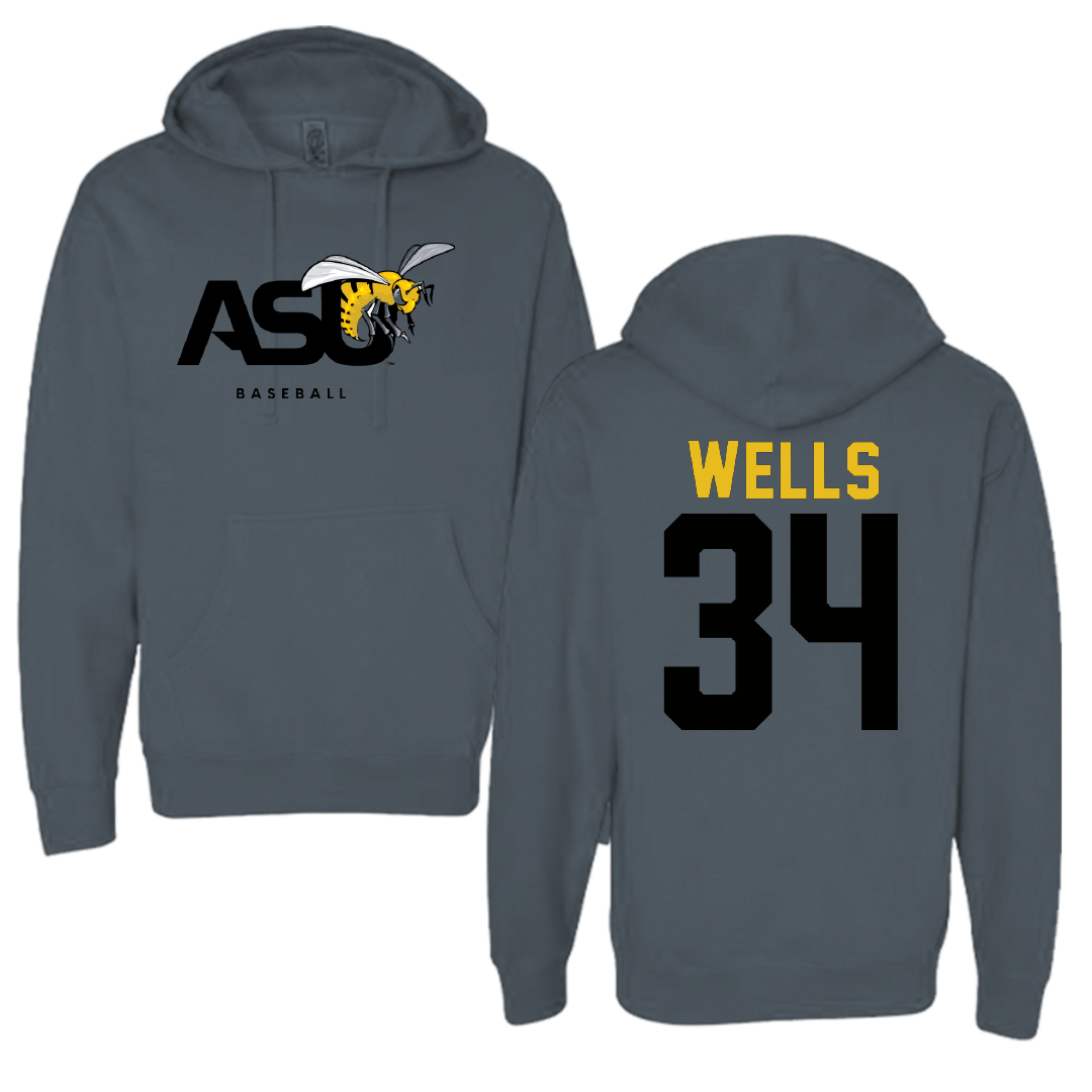 Alabama State University Baseball Dark Gray Hoodie - #34 Andrew Wells