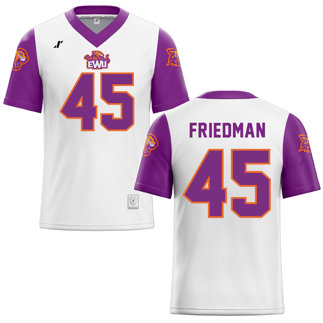 Edward Waters University White Football Jersey - #45 Irving Friedman