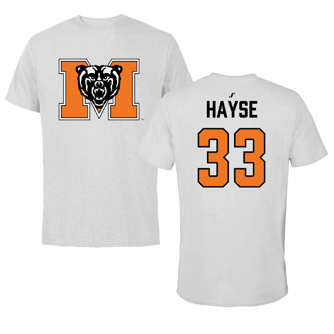 Mercer University Baseball Light Gray Performance Tee - #33 Aidan Hayse