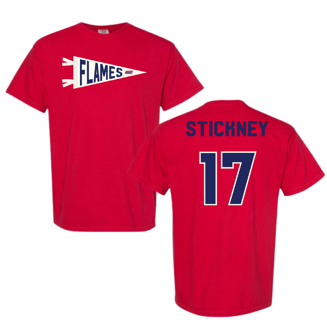 UIC Softball Red Pennant Comfort Colors Tee - #17 Siena Stickney