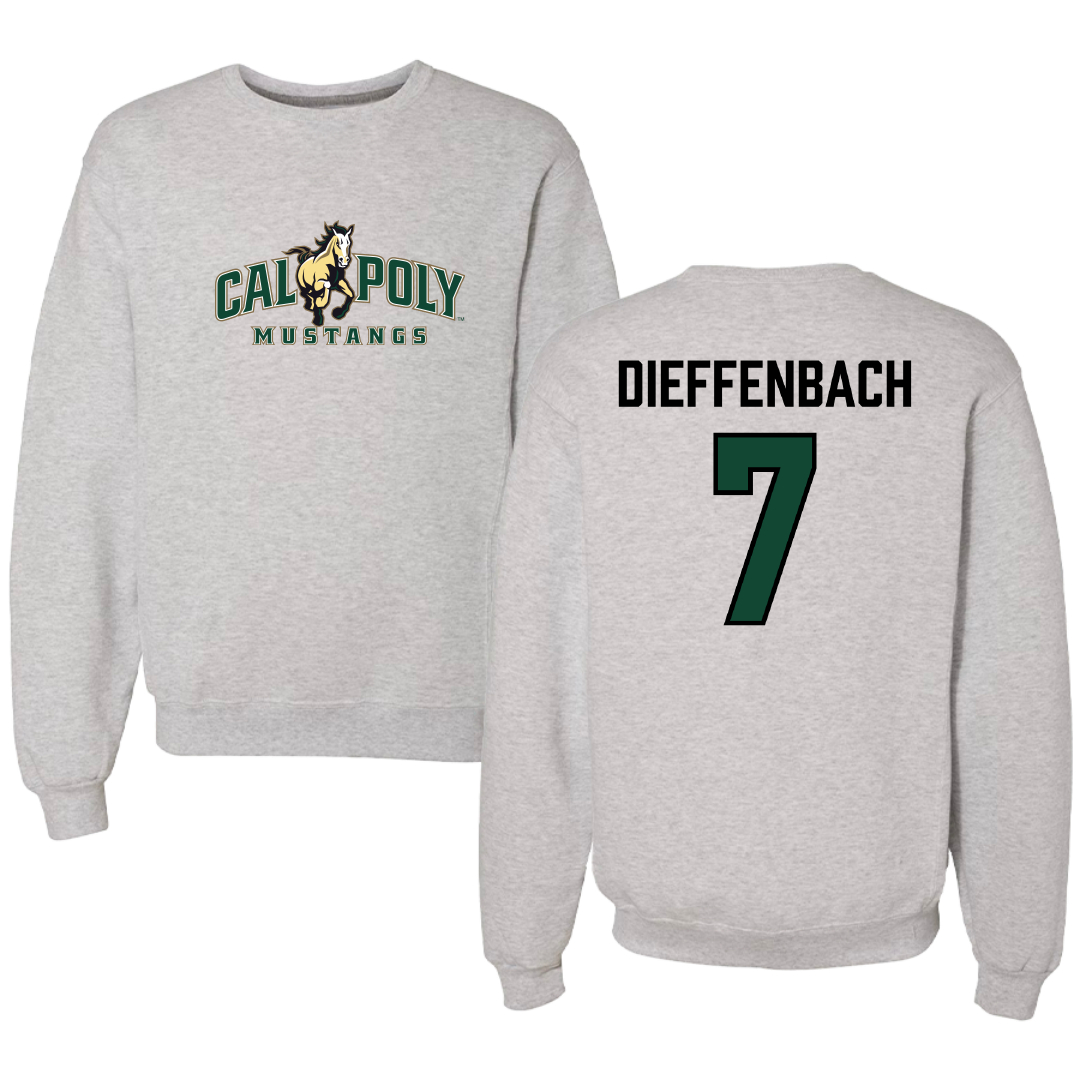 Cal Poly Football Gray Crewneck - #7 Ty Dieffenbach