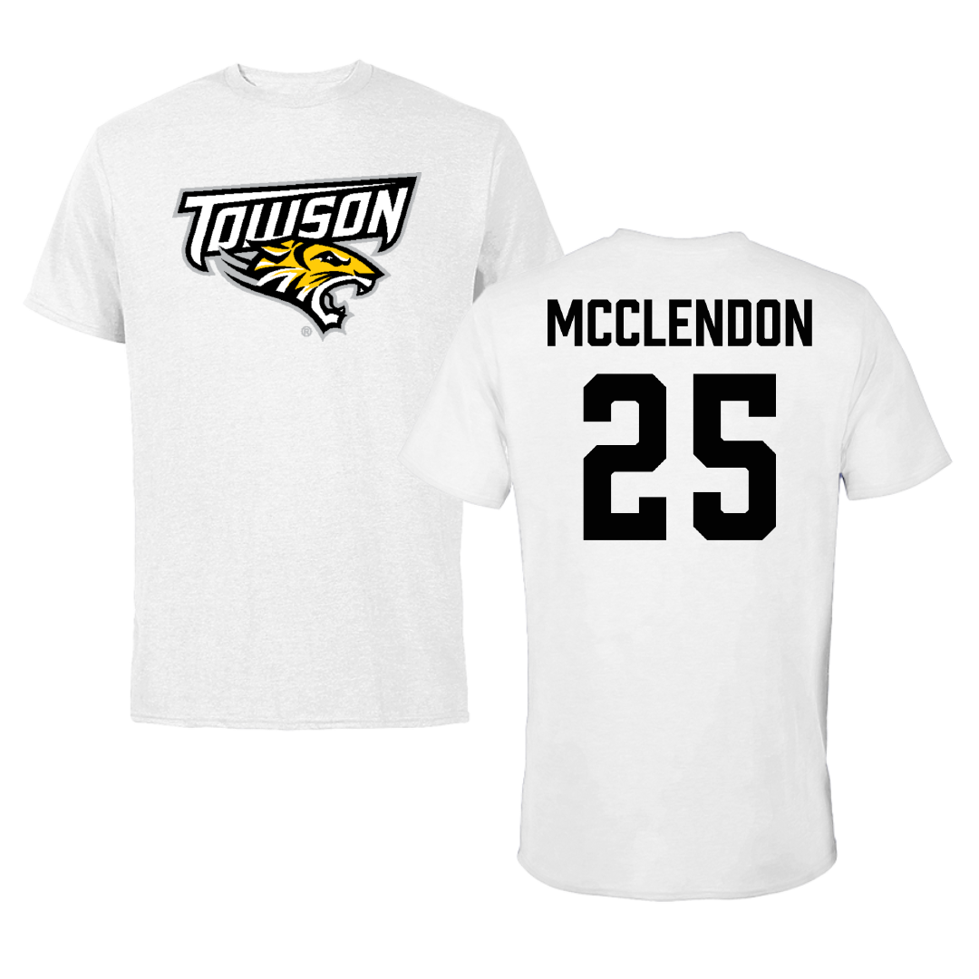 Towson University Football White Tee - #25 Cedric McClendon