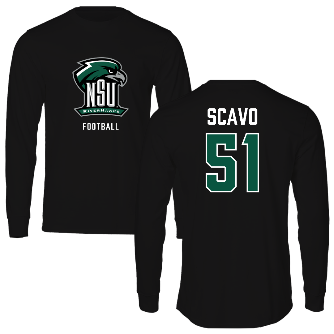 Northeastern State University Football Black Long Sleeve - #51 Anthony Scavo