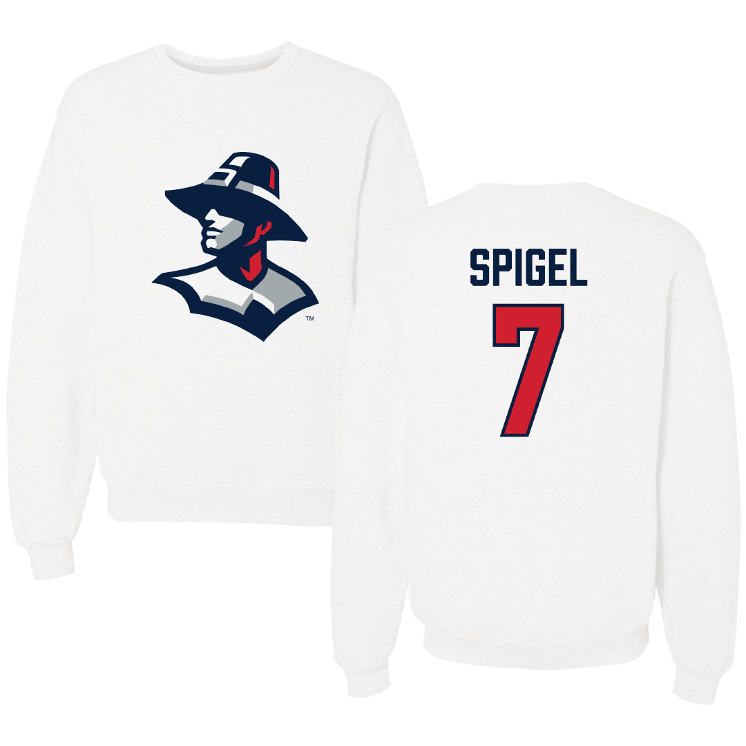 New England College Baseball White Crewneck - #7 David Spigel