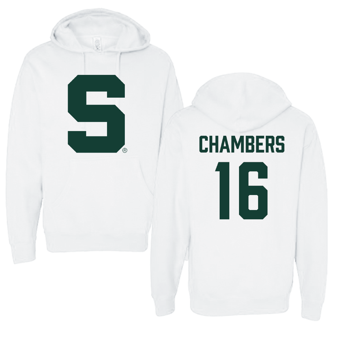 Michigan State University Baseball White Hoodie - #16 Brady Chambers
