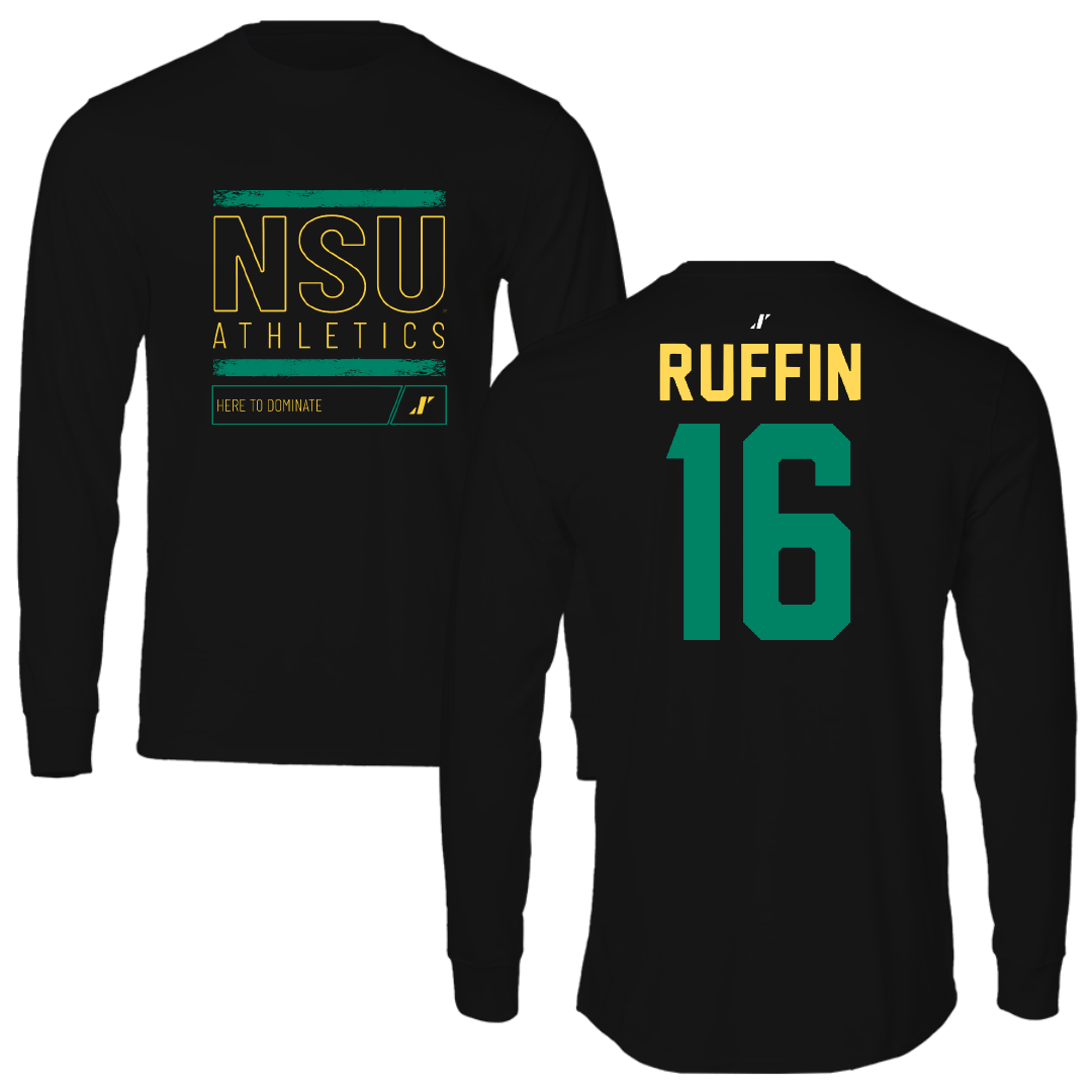 Norfolk State University Football Black Dominate Performance Long Sleeve - #16 Christian Ruffin