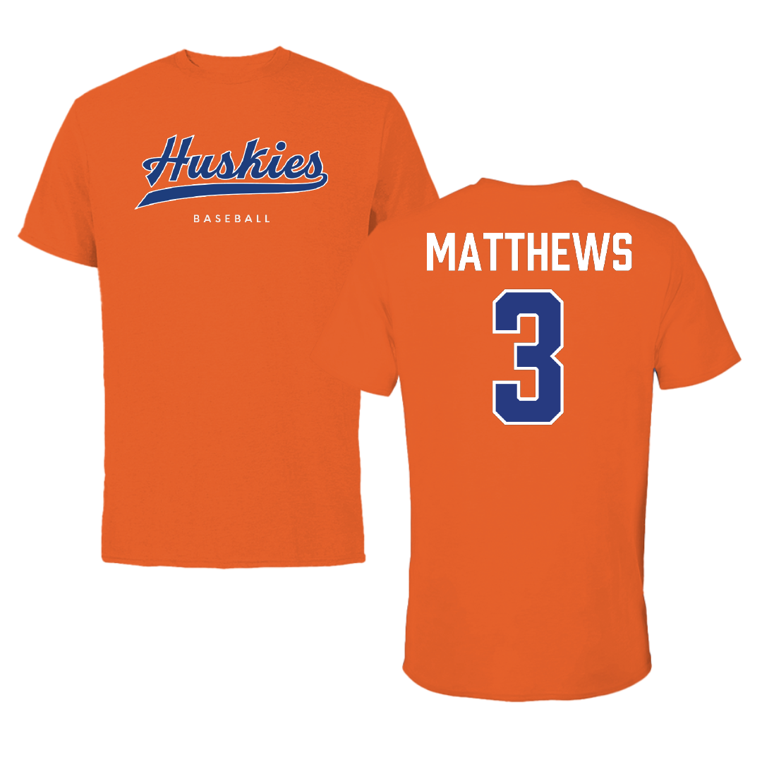 Houston Christian University Baseball Orange Performance Tee - #3 Caleb Matthews