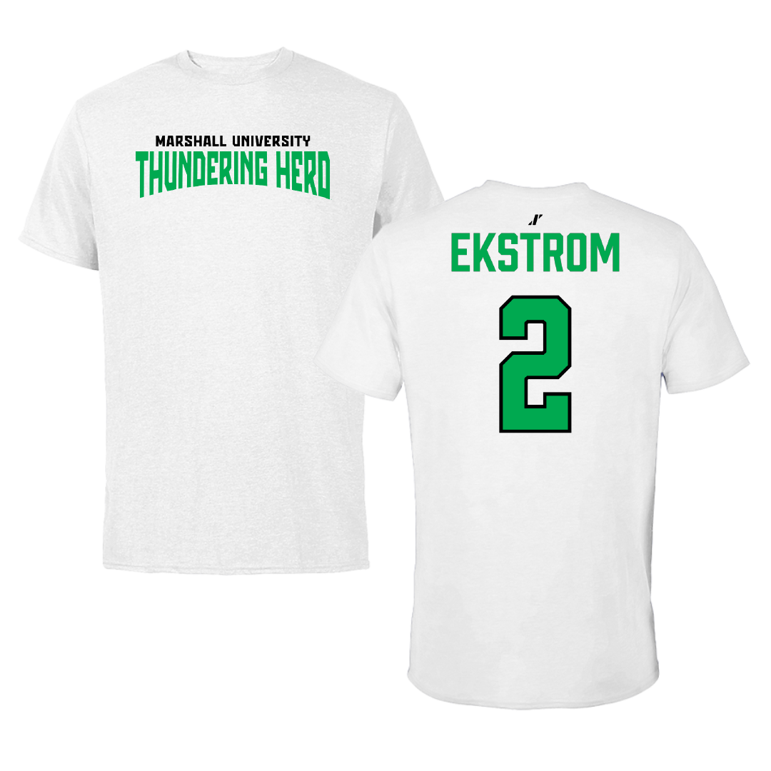 Marshall University Soccer White Classic Performance Tee - #2 Kajsa Ekstrom