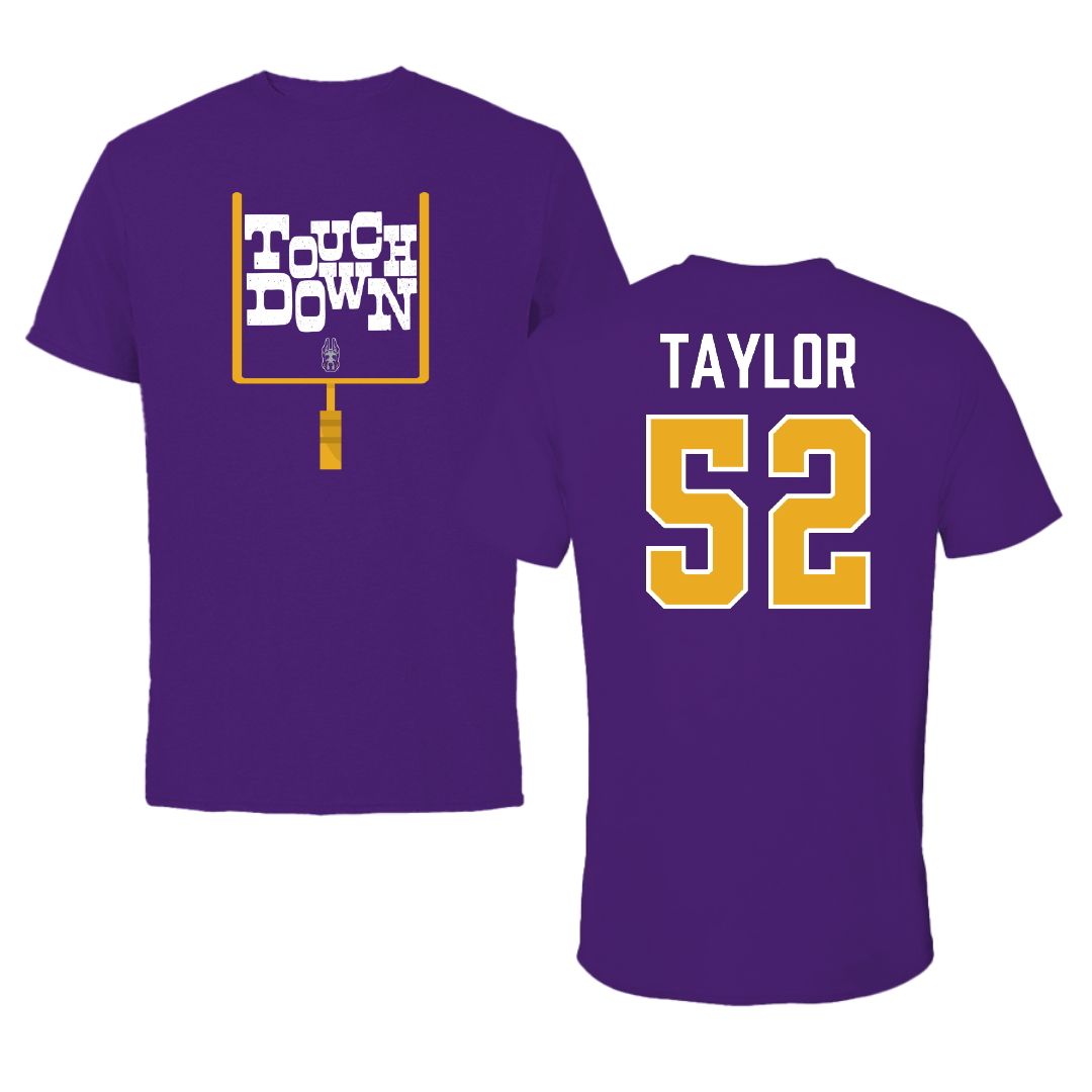 University at Albany Football Purple Touchdown Tee - #52 Devan Taylor