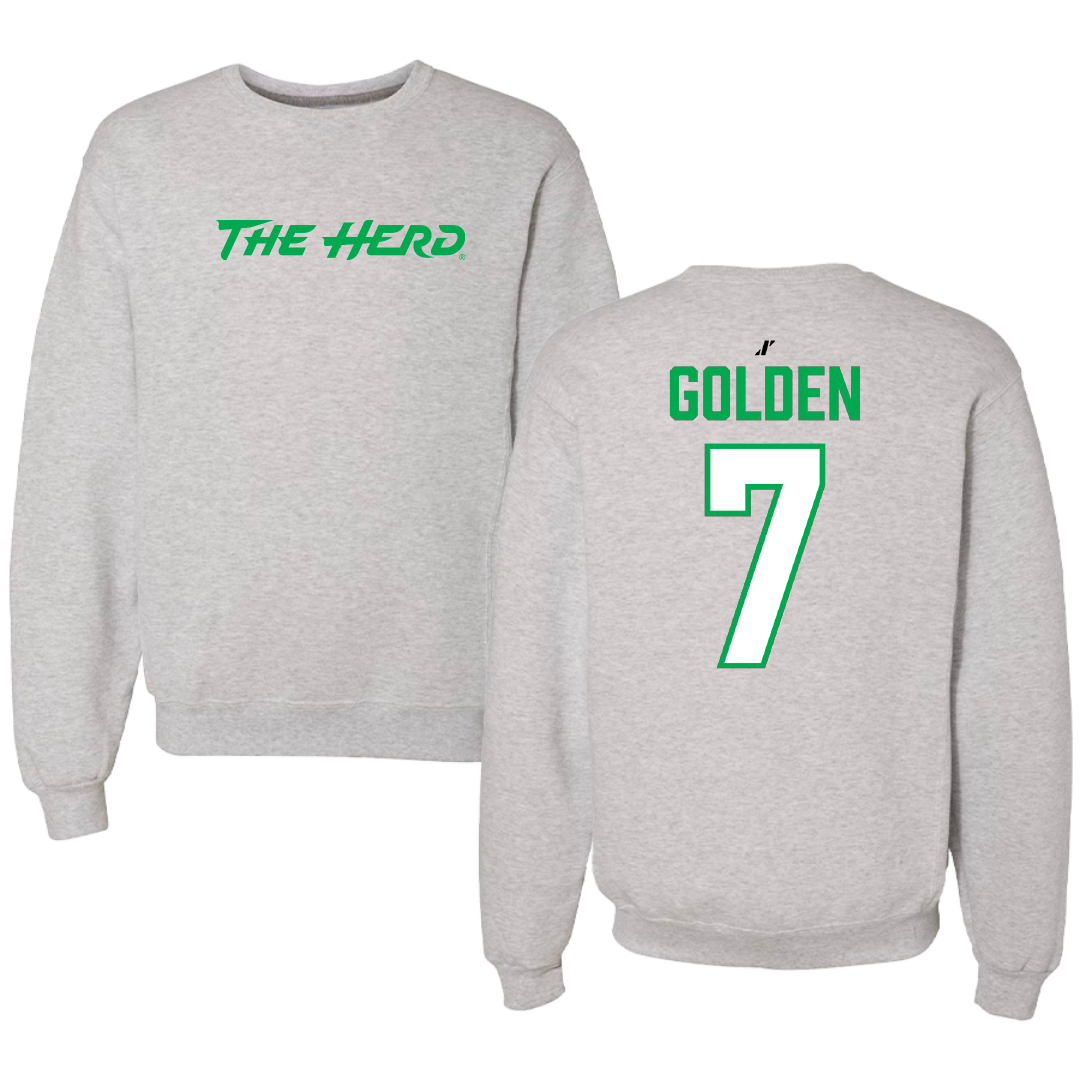 Marshall University Baseball Light Gray Crewneck - #7 Jackson Golden