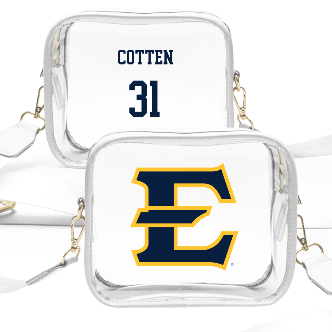 East Tennessee State University Baseball White Clear Stadium Bag - #31 Andrew Cotten