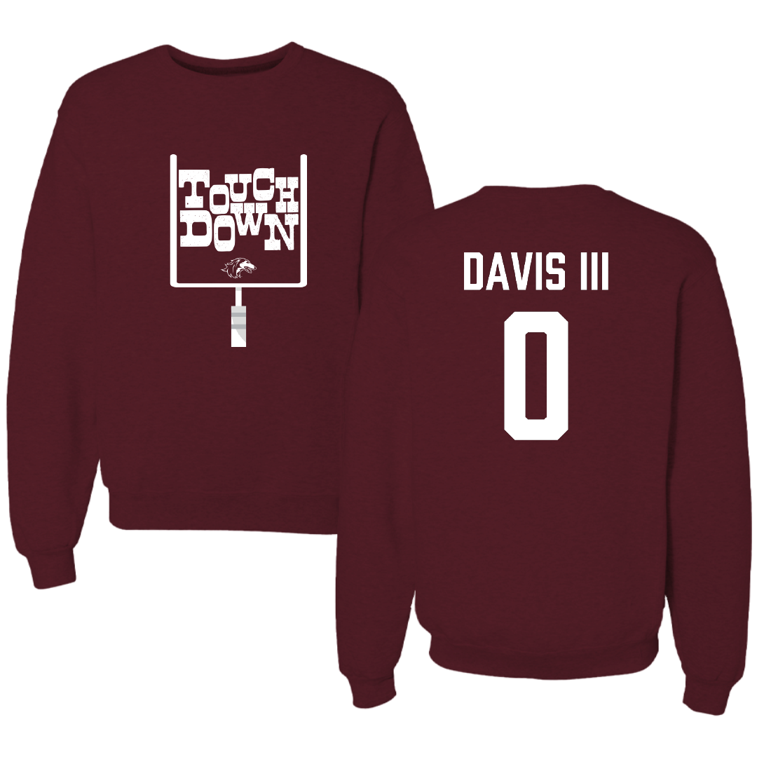 Southern Illinois University at Carbondale Football Maroon Touchdown Crewneck - #0 Vinson Davis III