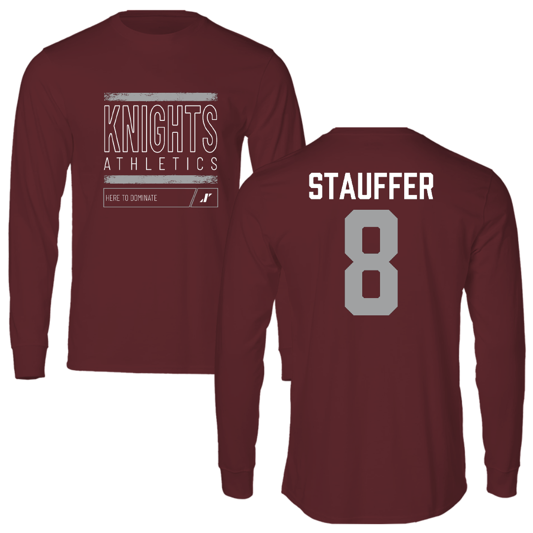Southern Virginia University Baseball Maroon Dominate Performance Long Sleeve - #8 Garrett Stauffer