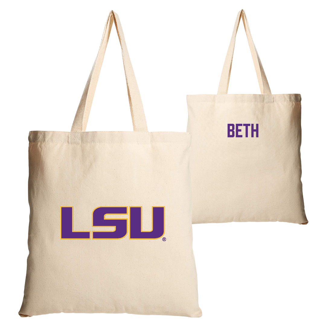 Louisiana State University Swimming & Diving Tan Canvas Tote Bag - Silas Beth