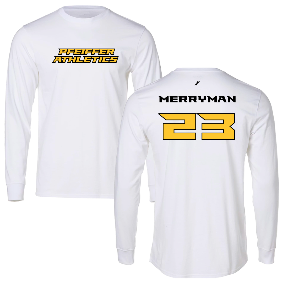 Pfeiffer University Soccer (M) White Performance Long Sleeve - #23 Nolan Merryman