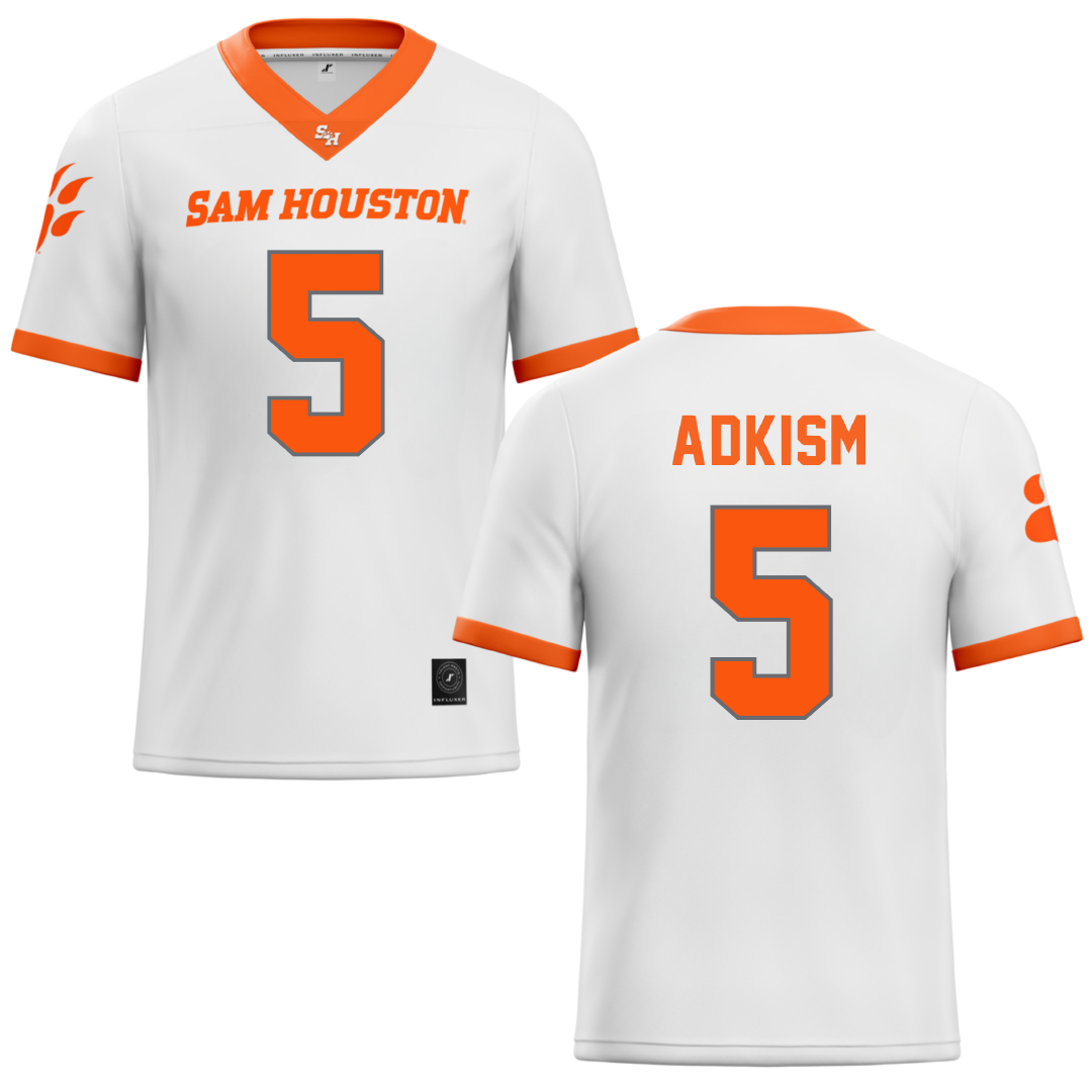 Sam Houston State University White Football Jersey - #5 Lonnie Adkism