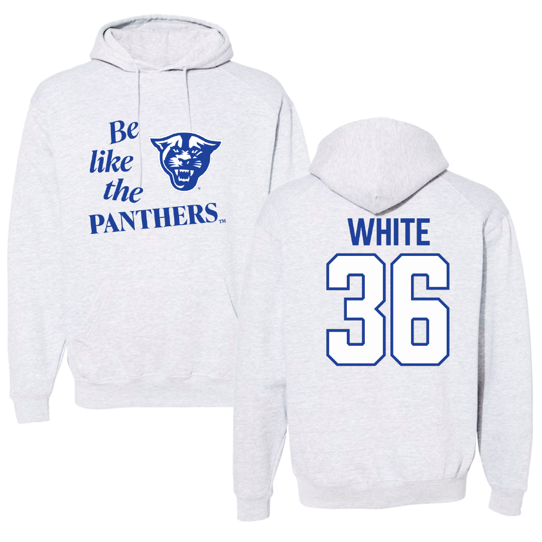 Georgia State University Baseball Light Gray Be Like Us Hoodie - #36 Caleb White