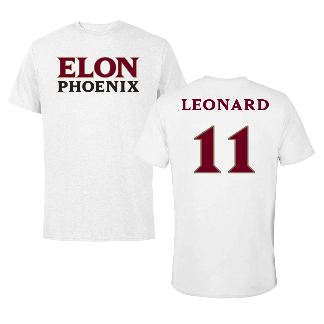 Elon University Softball White Performance Tee - #11 Kyra Leonard