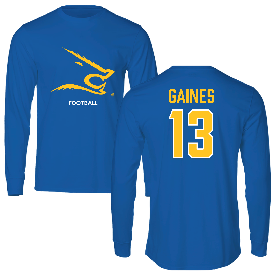 Texas A&M University-Kingsville Football Blue Performance Long Sleeve - #13 Jason Gaines