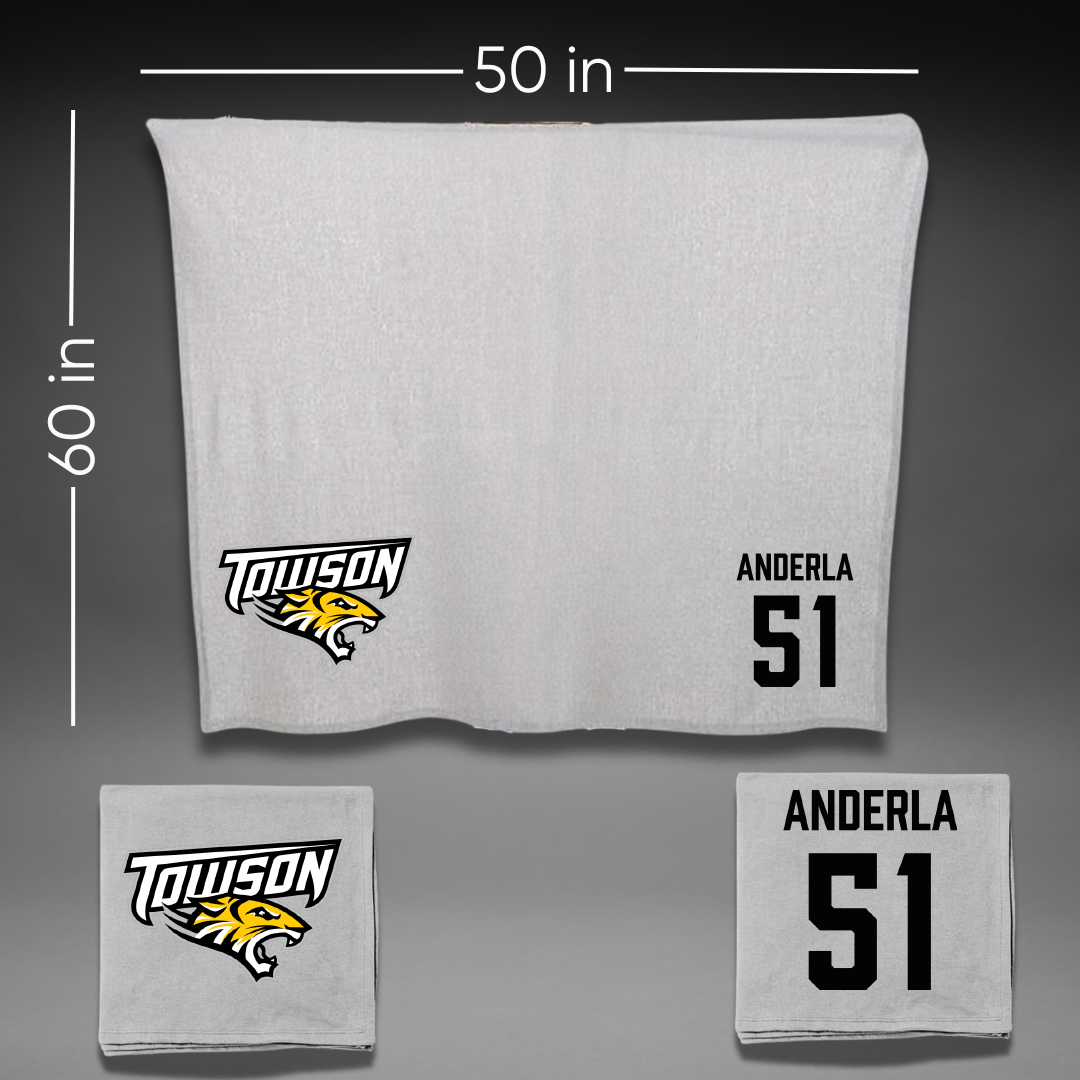 Towson University Football Gray Blanket - #51 Daniel Anderla