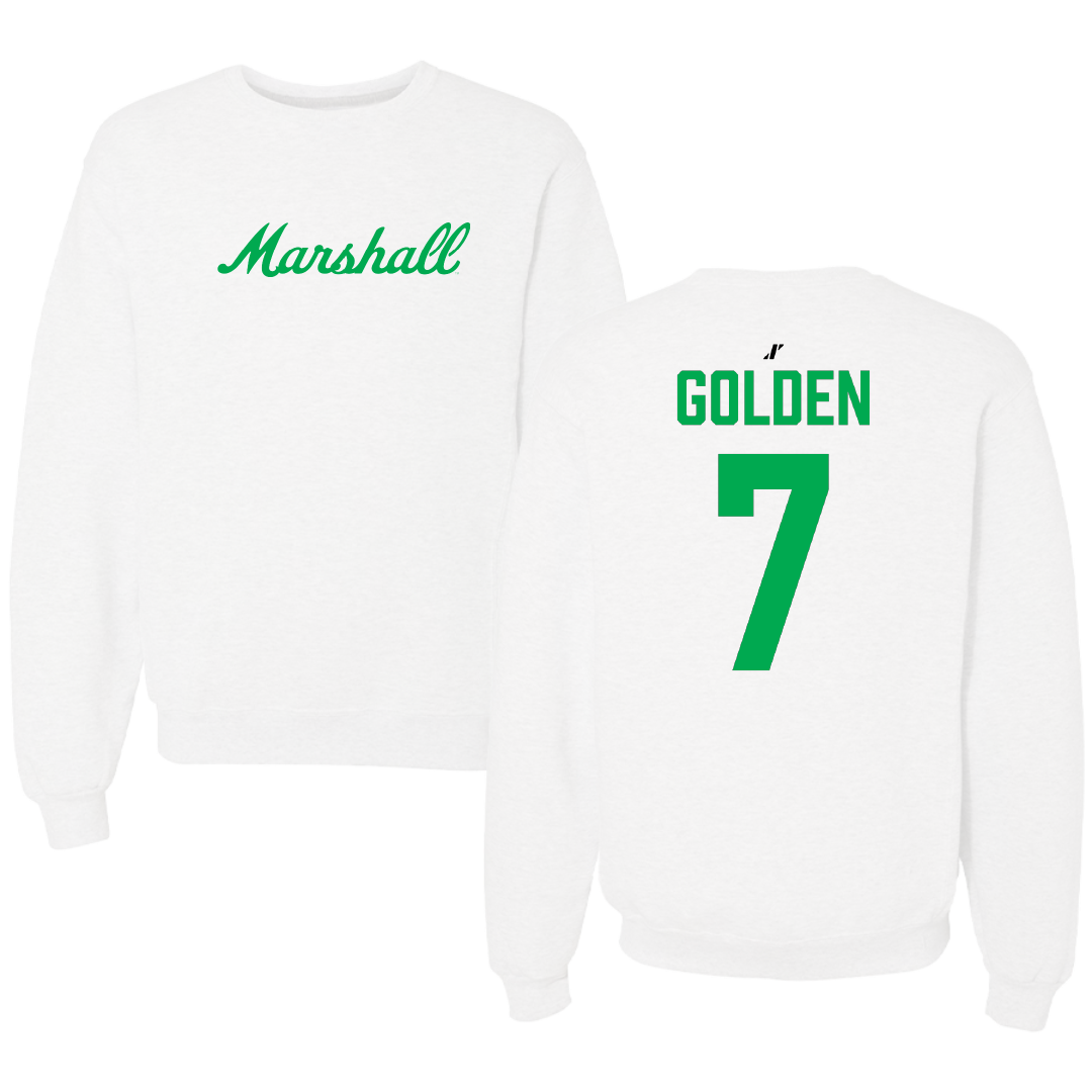 Marshall University Baseball White Crewneck - #7 Jackson Golden