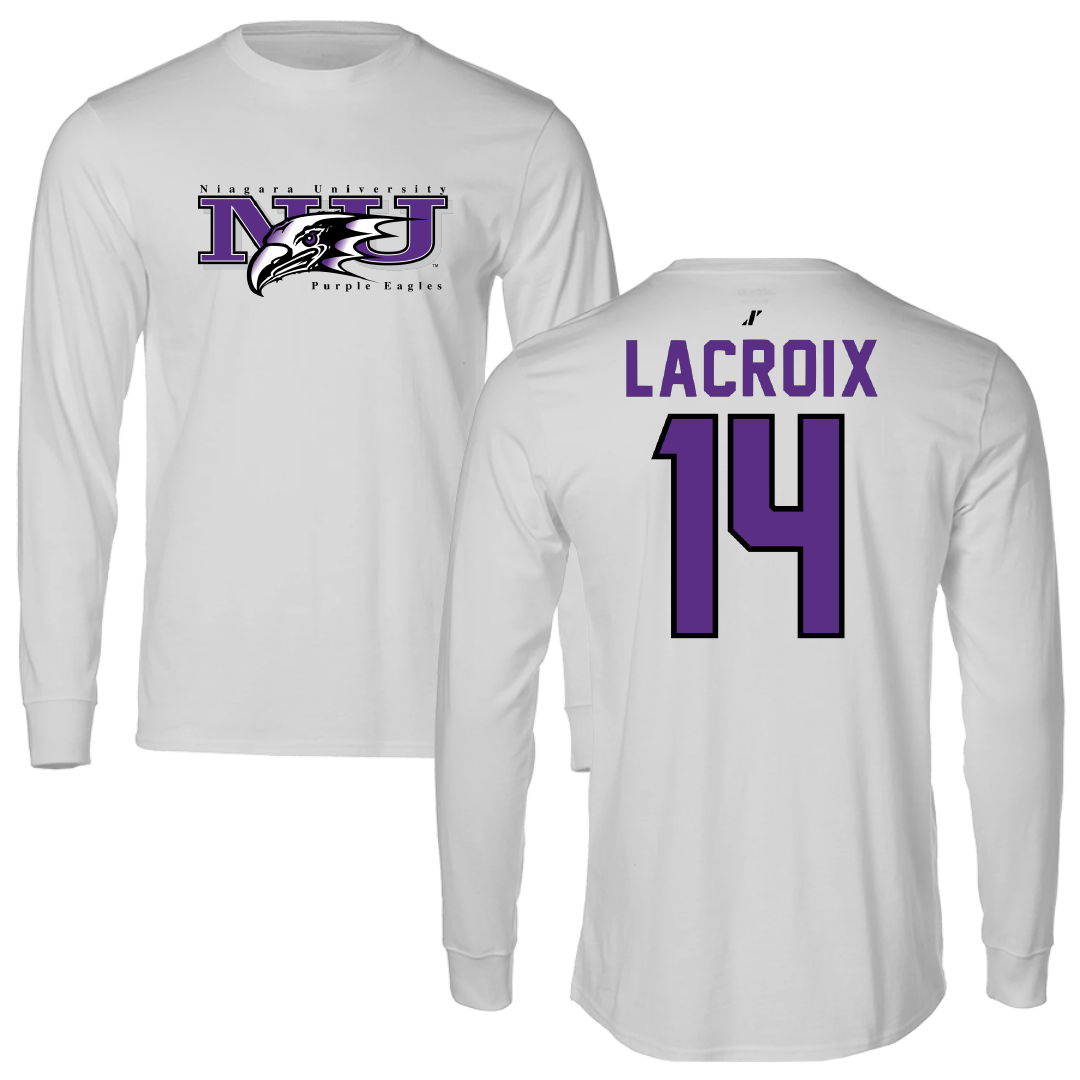 Niagara University Basketball Light Gray Performance Long Sleeve - #14 Jemima Lacroix