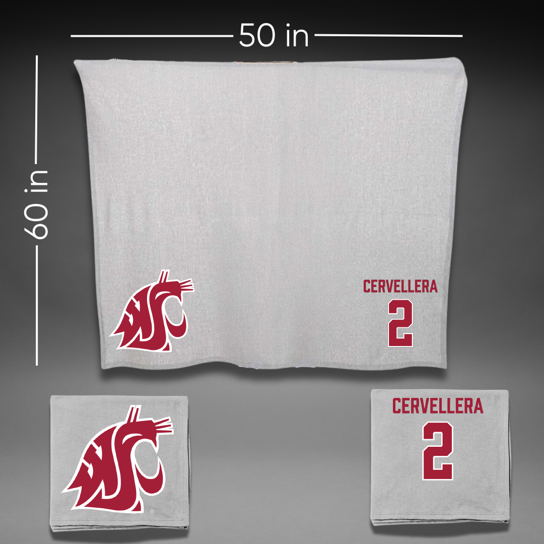 Washington State University Volleyball (W) Gray Blanket - #2 Madyn Cervellera