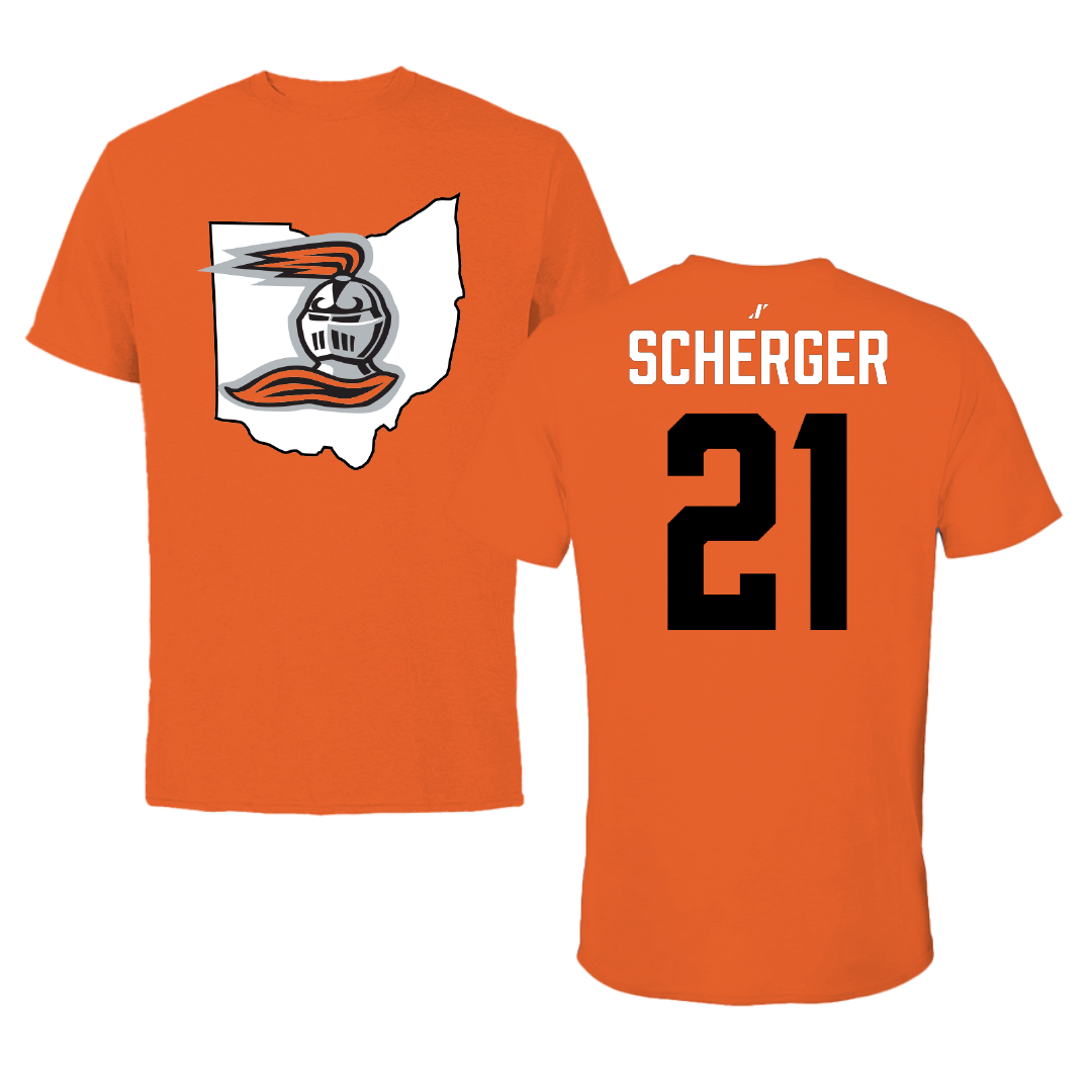Heidelberg University Lacrosse Orange State Performance Tee - #21 Mark Scherger