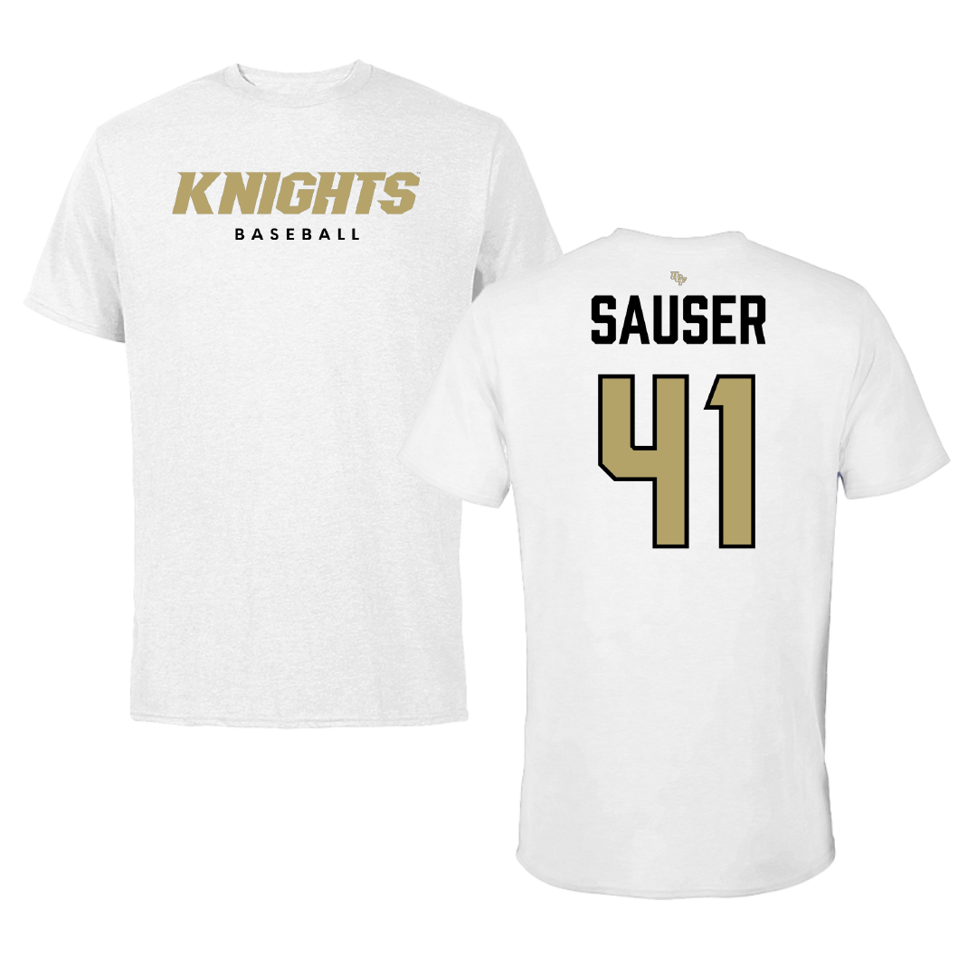 University of Central Florida Baseball White Block Tee - #41 Matthew Sauser