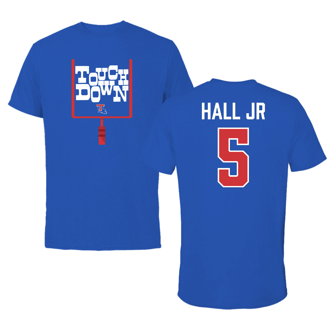 Louisiana Tech University Football Blue Touchdown Performance Tee - #5 Deshon Hall Jr