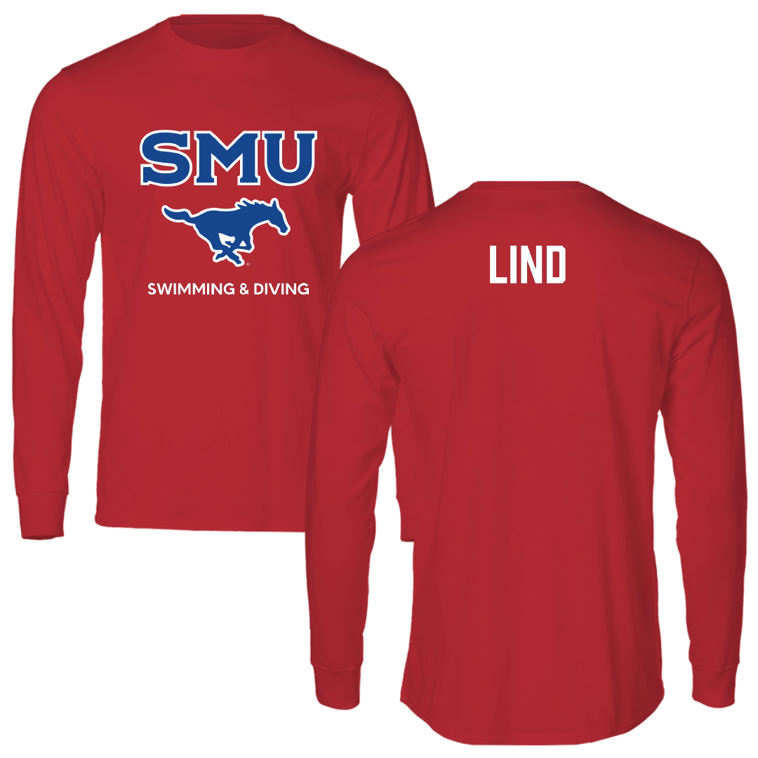 Southern Methodist University Swimming & Diving Red Performance Long Sleeve - Olivia Lind