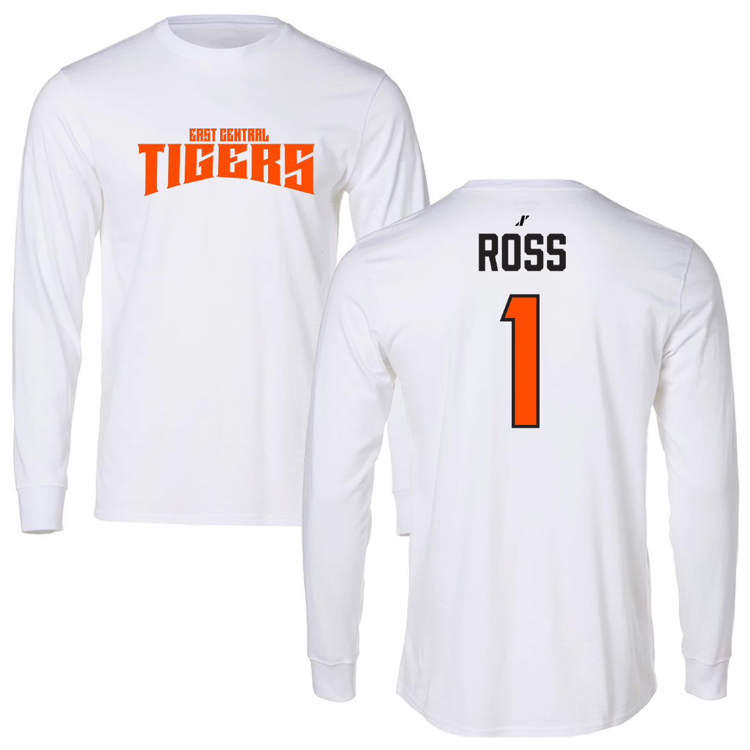 East Central University Baseball White Classic Performance Long Sleeve - #1 Jameson Ross