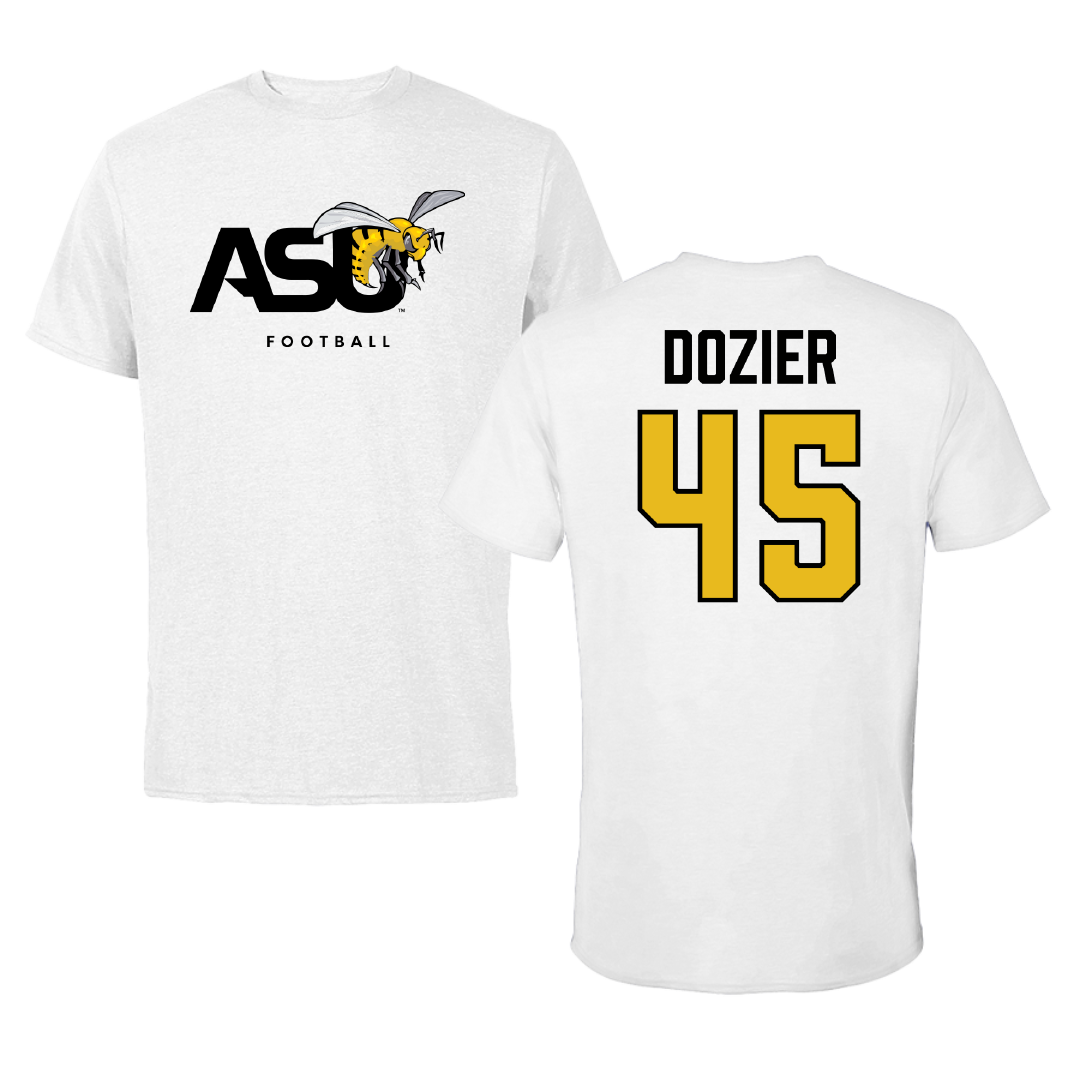 Alabama State University Football White ASU Tee - #45 Rico Dozier