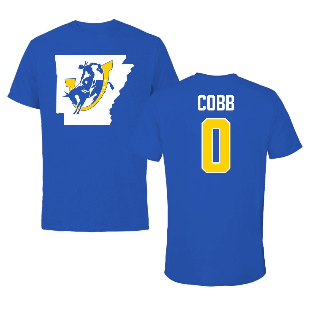 Southern Arkansas University Football Blue State Tee - #0 Casey Cobb