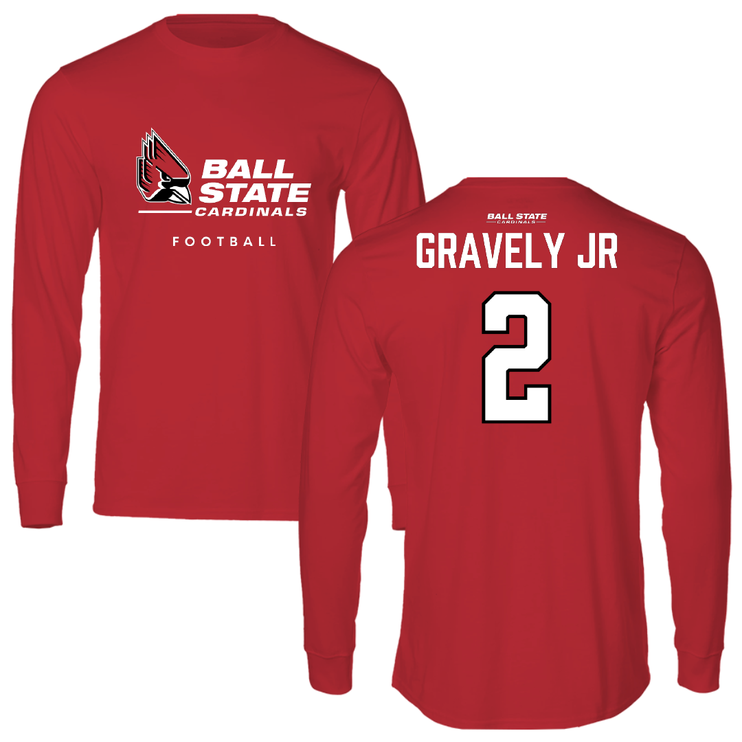 Ball State University Football Red Long Sleeve - #2 Michael Gravely Jr