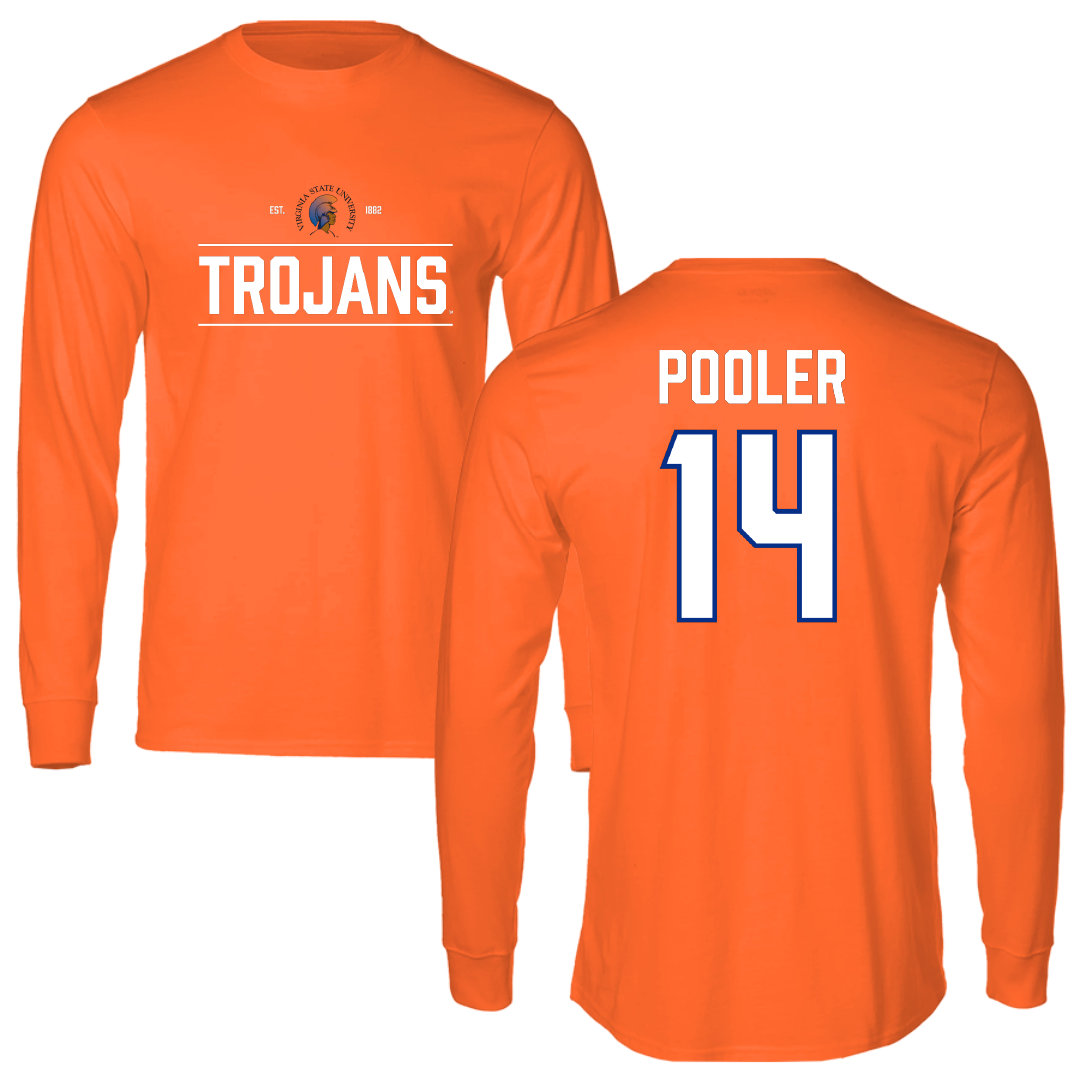 Virginia State University Baseball Orange General Performance Long Sleeve - #14 Jamari Pooler