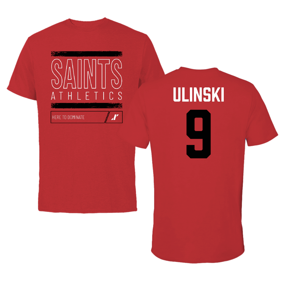 D'Youville University Volleyball Red Dominate Performance Tee - #9 Cameron Ulinski
