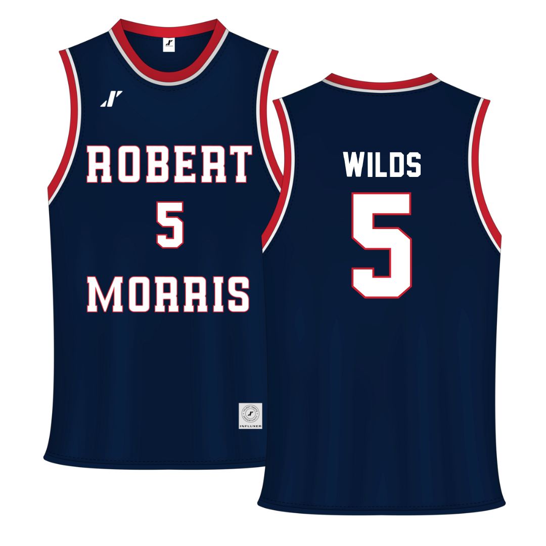 Robert Morris University Navy RMU Basketball Jersey - #5 Cam Wilds