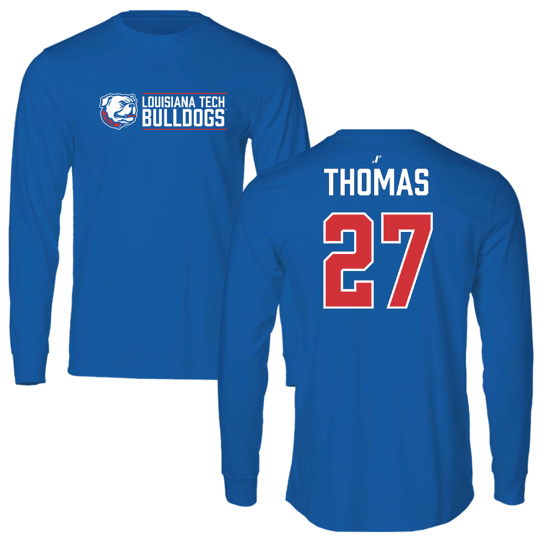 Louisiana Tech University Football Blue General Long Sleeve - #27 Kolby Thomas